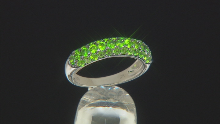Green Chrome Diopside Rhodium Over Silver Set of 2 Rings 2.11ctw Video Thumbnail