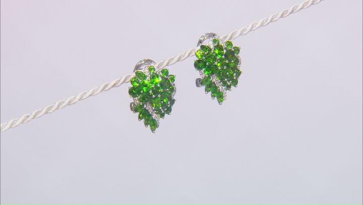 Green Chrome Diopside Rhodium Over Sterling Silver Earrings 4.49ctw Video Thumbnail