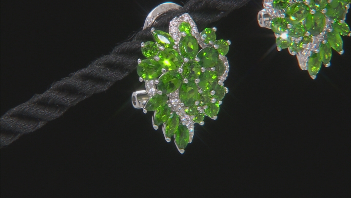 Green Chrome Diopside Rhodium Over Sterling Silver Earrings 4.49ctw Video Thumbnail