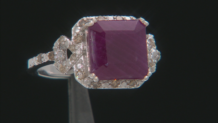 Red Indian Ruby Rhodium Over Silver Ring 6.21ctw Video Thumbnail