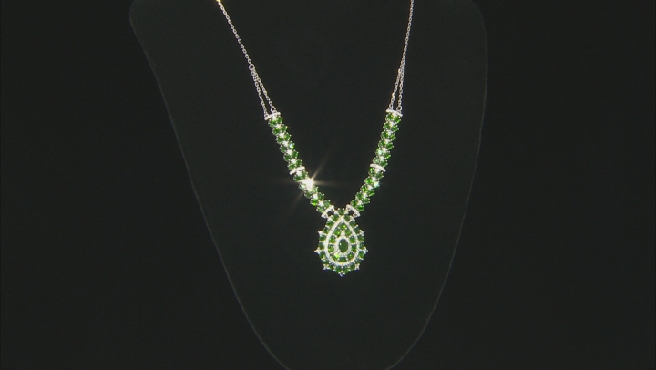 Green chrome diopside rhodium over silver necklace 14.90ctw Video Thumbnail