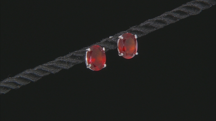 Red Hessonite Garnet Rhodium Over Silver Stud Earrings 4.55ctw Video Thumbnail