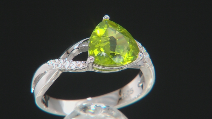 Green Peridot Rhodium Over Silver Ring 2.61ctw Video Thumbnail