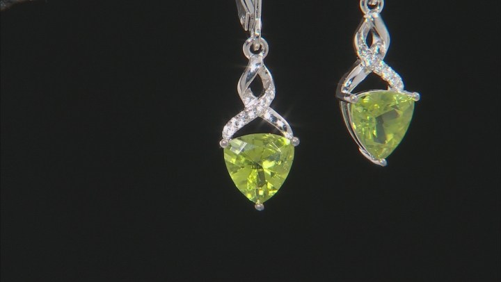 Green Peridot Rhodium Over Silver Earrings 2.21ctw Video Thumbnail