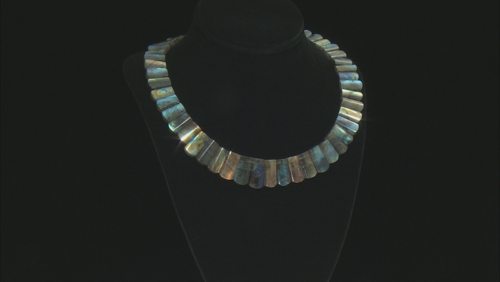 Gray Labradorite Rhodium Over Sterling Silver Bead Necklace Video Thumbnail