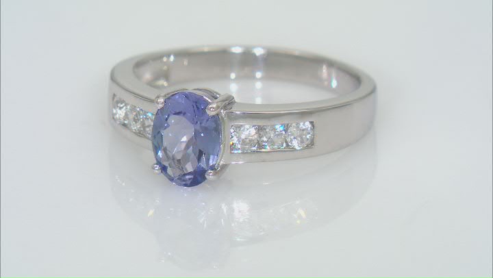 Blue tanzanite rhodium over sterling silver ring 1.48ctw Video Thumbnail
