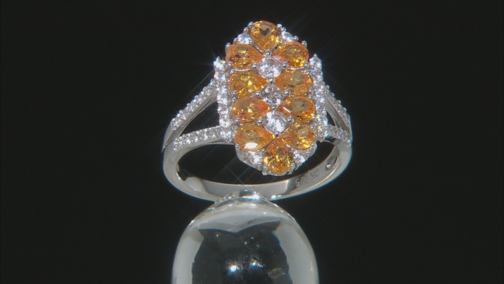 Orange Spessartite Rhodium Over Silver Ring 2.16ctw Video Thumbnail