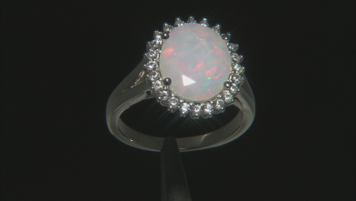 Multi-color Opal Rhodium Over Silver Ring 2.52ctw Video Thumbnail