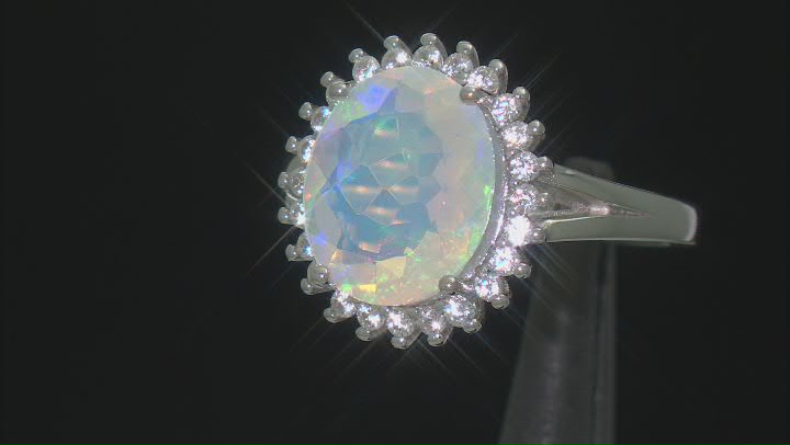 Multi-color Opal Rhodium Over Silver Ring 2.52ctw Video Thumbnail