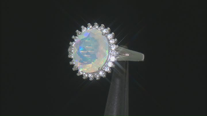 Multi-color Opal Rhodium Over Silver Ring 2.52ctw Video Thumbnail