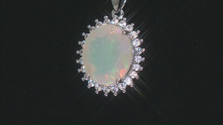 Multi-color Opal Rhodium Over Silver Pendant With Chain 2.52ctw Video Thumbnail