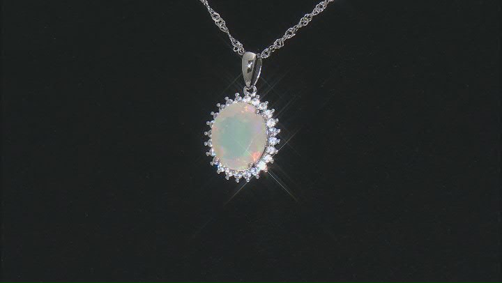 Multi-color Opal Rhodium Over Silver Pendant With Chain 2.52ctw Video Thumbnail