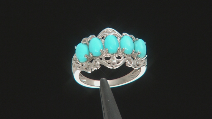 Blue Sleeping Beauty Turquoise rhodium over sterling silver ring Video Thumbnail