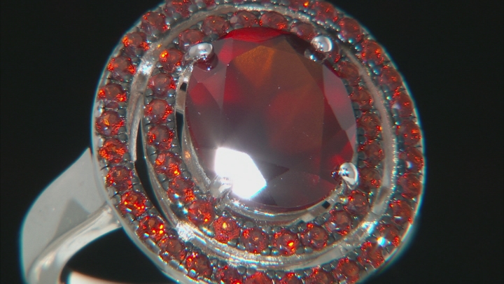 Hessonite Garnet Rhodium Over Sterling Silver Ring 4.83ctw Video Thumbnail