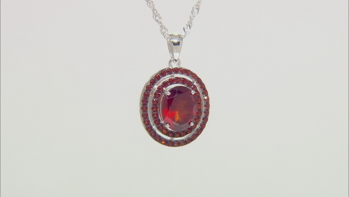 Hessonite Garnet Rhodium Over Sterling Silver Pendant With Chain 4.65ctw Video Thumbnail