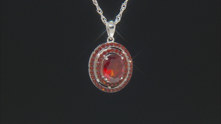 Hessonite Garnet Rhodium Over Sterling Silver Pendant With Chain 4.65ctw Video Thumbnail