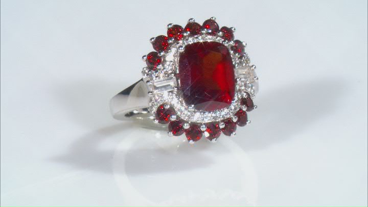 Red Hessonite Garnet Rhodium Over Sterling Silver Ring 4.88ctw Video Thumbnail