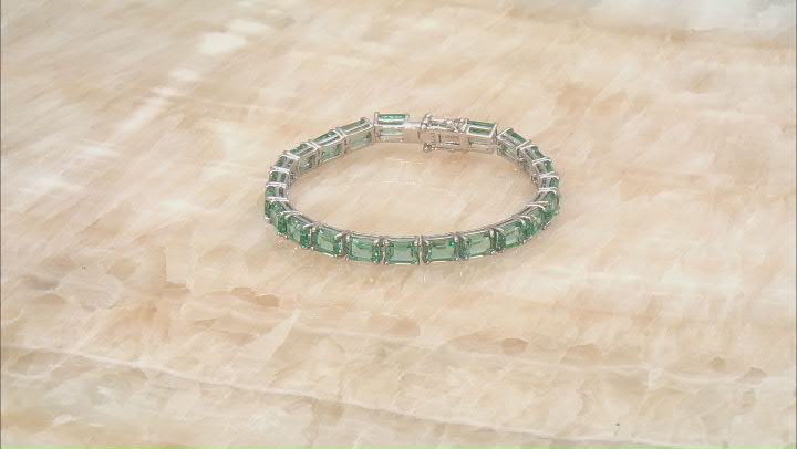 Green Lab Created Spinel Rhodium Over Silver Bracelet 17.87ctw Video Thumbnail