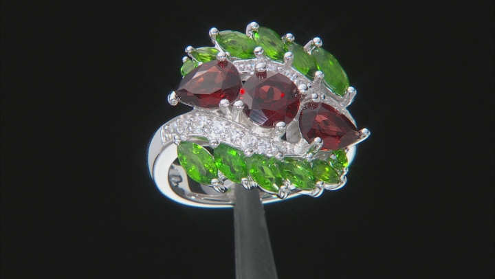 Red Garnet Rhodium Over Silver Ring 4.07ctw Video Thumbnail