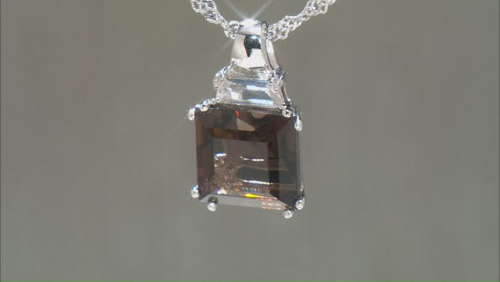 Smoky Quartz Rhodium Over Sterling Silver Pendant With Chain 4.48ctw Video Thumbnail