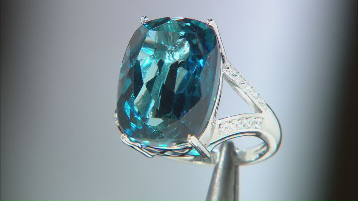 London Blue Topaz Platinum Over Sterling Silver Ring 14.39ctw Video Thumbnail