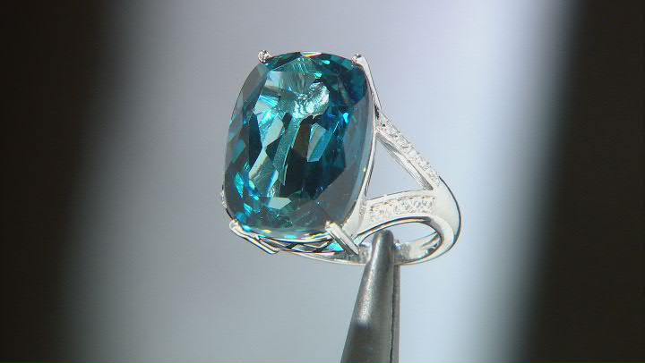 London Blue Topaz Platinum Over Sterling Silver Ring 14.39ctw Video Thumbnail
