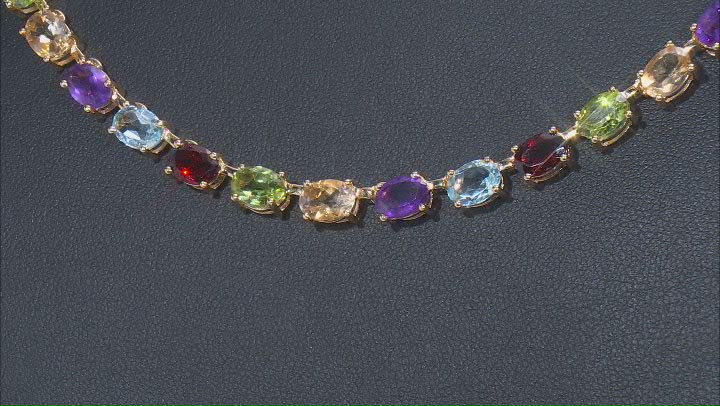 Multi-Gemstone 18K Yellow Gold Over Sterling Silver Tennis Necklace 38.68ctw Video Thumbnail