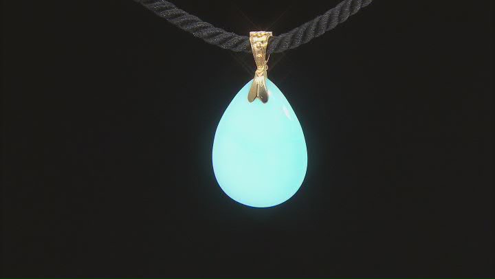 Blue Peruvian Opal 18k Yellow Gold Over Sterling Silver Pendant With Enhancer 40x30mm Video Thumbnail