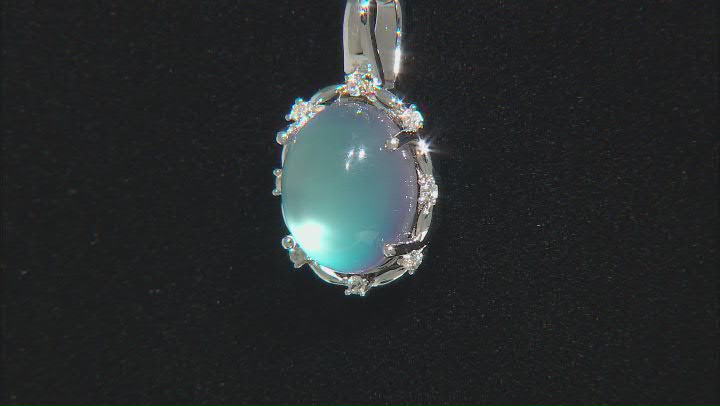 Aurora Moonstone Rhodium Over Sterling Silver Pendant With Chain 0.07ctw Video Thumbnail