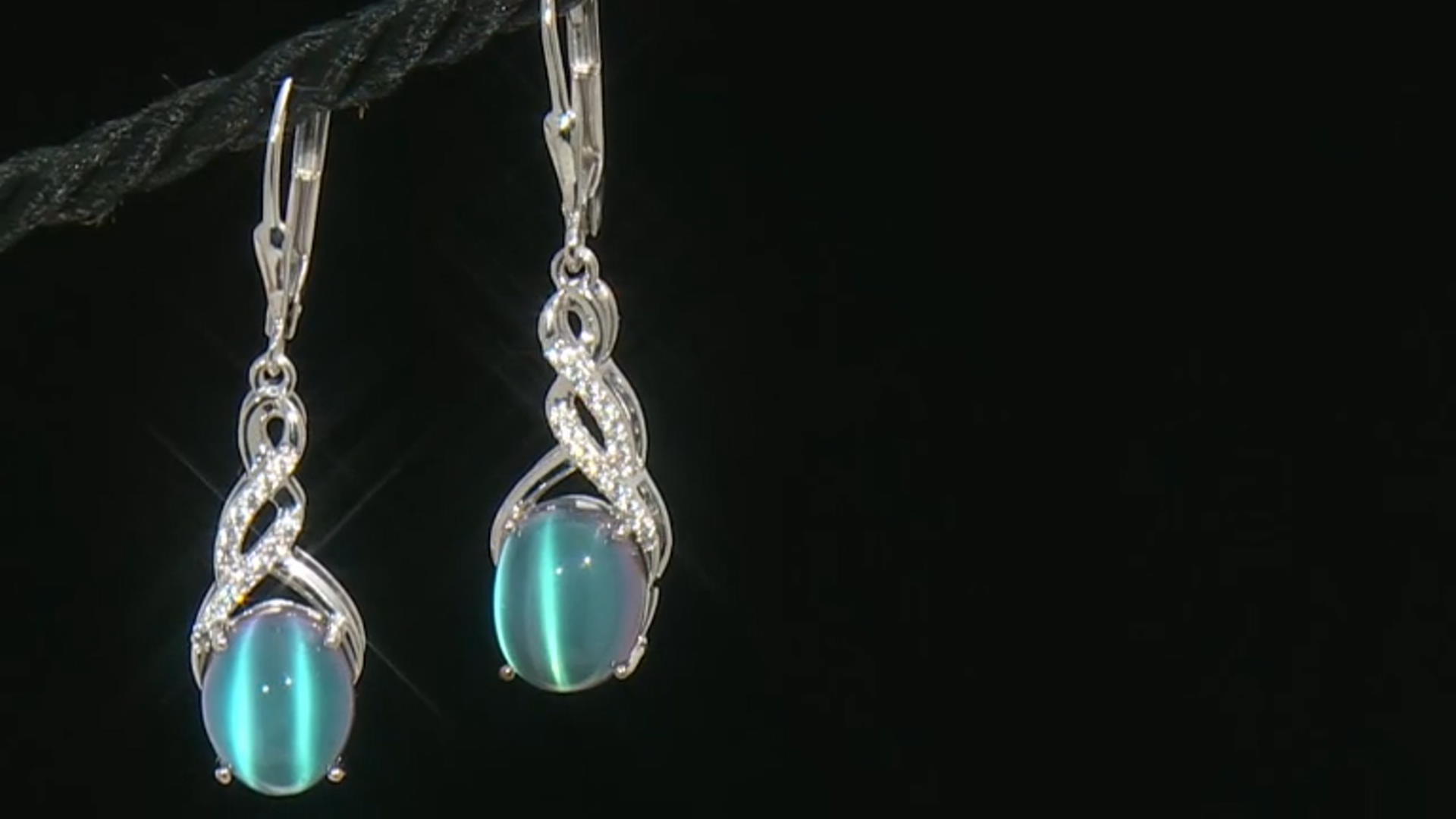 Aurora Moonstone Rhodium Over Sterling Silver Earrings 0.22ctw Video Thumbnail