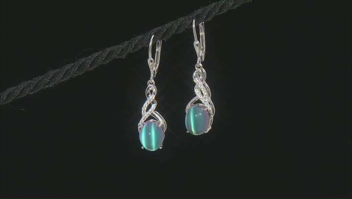 Aurora Moonstone Rhodium Over Sterling Silver Earrings 0.22ctw Video Thumbnail