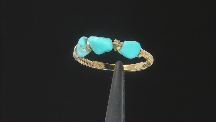 Blue Sleeping Beauty Turquoise 18k Yellow Gold Over Sterling Silver Ring Video Thumbnail