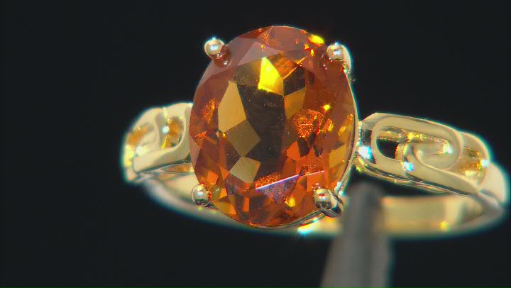 Orange Oval Madeira Citrine 18K Yellow Gold Over Sterling Silver Ring 2.98ct Video Thumbnail