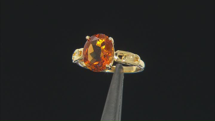 Orange Oval Madeira Citrine 18K Yellow Gold Over Sterling Silver Ring 2.98ct Video Thumbnail