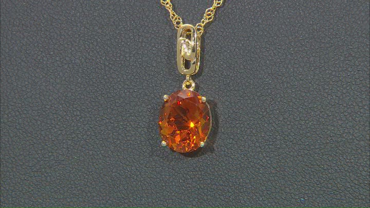 Orange Madeira Citrine 18K Yellow Gold Over Sterling Silver Solitaire Pendant With Chain 2.98ct Video Thumbnail