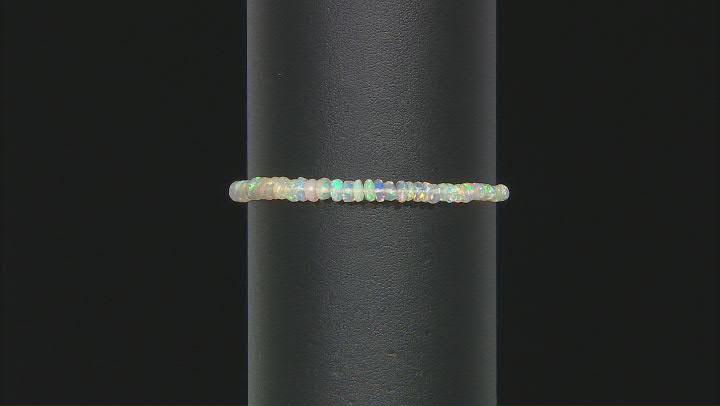 Ethiopian Opal Rhodium Over Sterling Silver Adjustable Bolo Bracelet Video Thumbnail