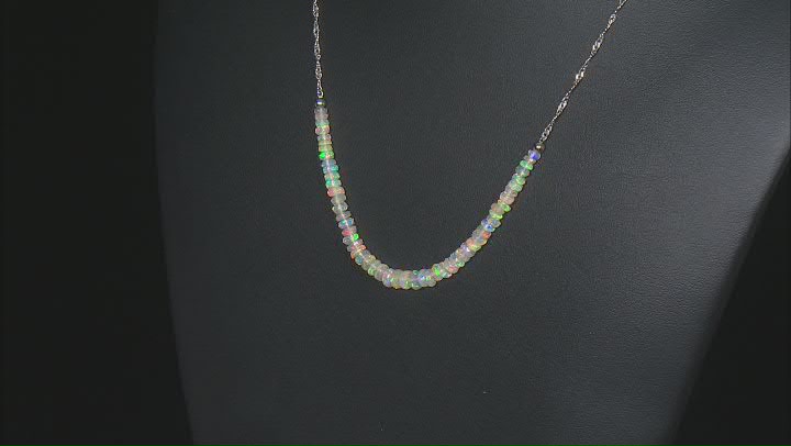 White Ethiopian Opal Rhodium Over Sterling Silver Necklace 3.5-5mm Video Thumbnail