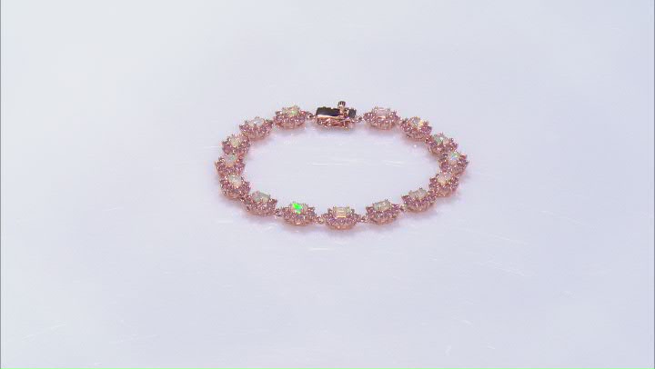 Multicolor Ethiopian Opal 18k Rose Gold Over Silver Bracelet 7.01ctw Video Thumbnail