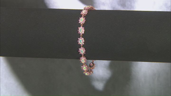 Multicolor Ethiopian Opal 18k Rose Gold Over Silver Bracelet 7.01ctw Video Thumbnail