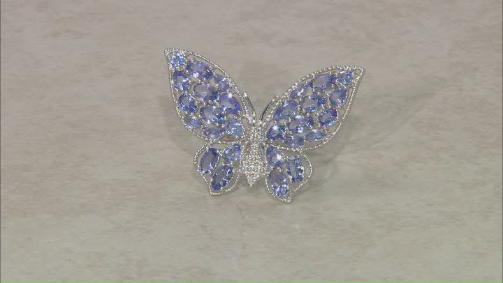 Blue Multi Shape Tanzanite Rhodium Over Sterling Silver Butterfly Ring 4.01ctw Video Thumbnail