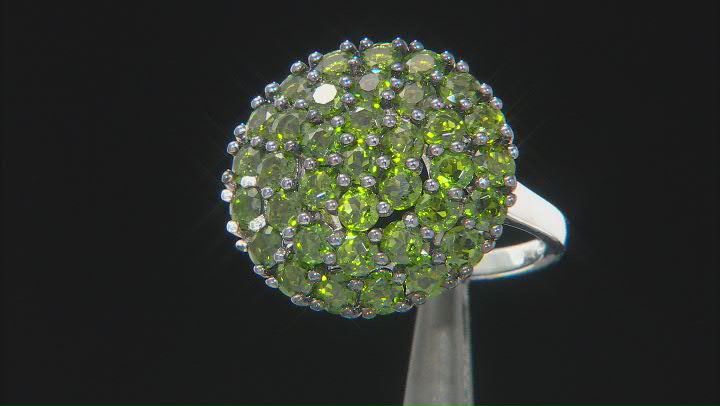 Green Chrome Diopside Rhodium Over Sterling Silver Ring 3.98ctw Video Thumbnail