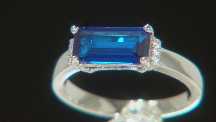 Blue Lab Created Spinel Rhodium Over Sterling Silver Ring 1.39ctw Video Thumbnail