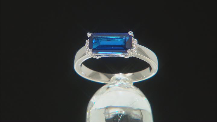 Blue Lab Created Spinel Rhodium Over Sterling Silver Ring 1.39ctw Video Thumbnail