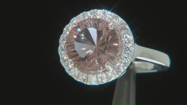 Pink Zandrite® Rhodium Over Sterling Silver Halo Ring 3.35ctw Video Thumbnail