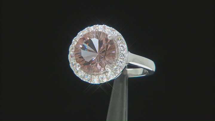 Pink Zandrite® Rhodium Over Sterling Silver Halo Ring 3.35ctw Video Thumbnail