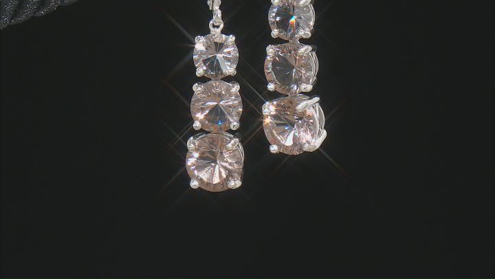 Pink Zandrite® Rhodium Over Sterling Silver 3-Stone Dangle Earrings 9.35ctw Video Thumbnail