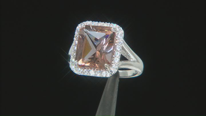 Pink Zandrite® And White Zircon Rhodium Over Sterling Silver Ring 5.17ctw Video Thumbnail