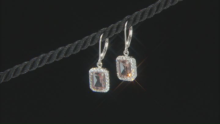Pink Zandrite® And White Zircon Rhodium Over Sterling Silver Earrings 4.15ctw Video Thumbnail
