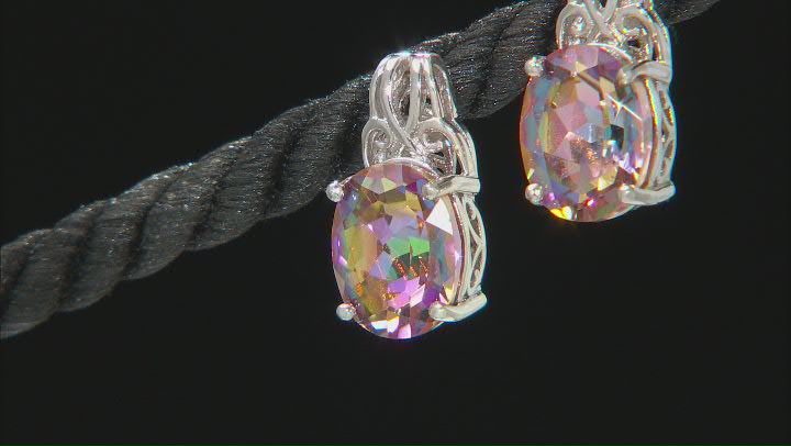Multi Color Quartz Rhodium Over Sterling Silver Earrings 3.91ctw
