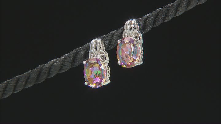 Multi Color Quartz Rhodium Over Sterling Silver Earrings 3.91ctw